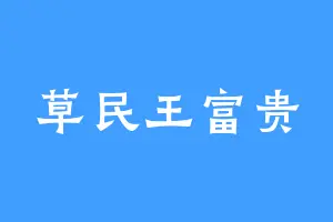 草民王富贵