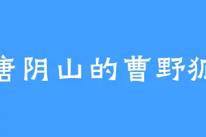 唐阴山的曹野狐