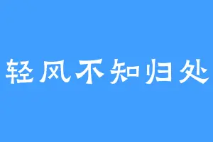 轻风不知归处